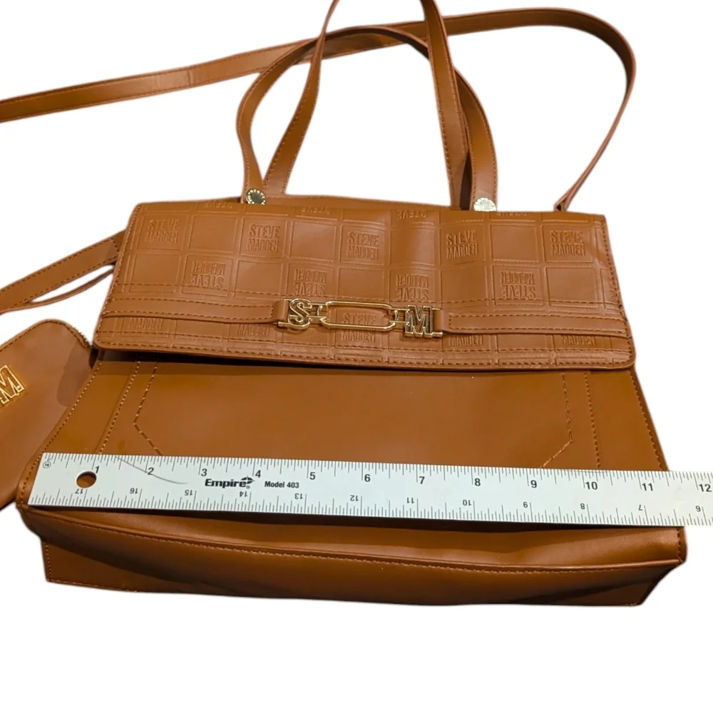 Steve Madden BWinona Crossbody Satchel in‎ Cognac With Detachable Coin Purse